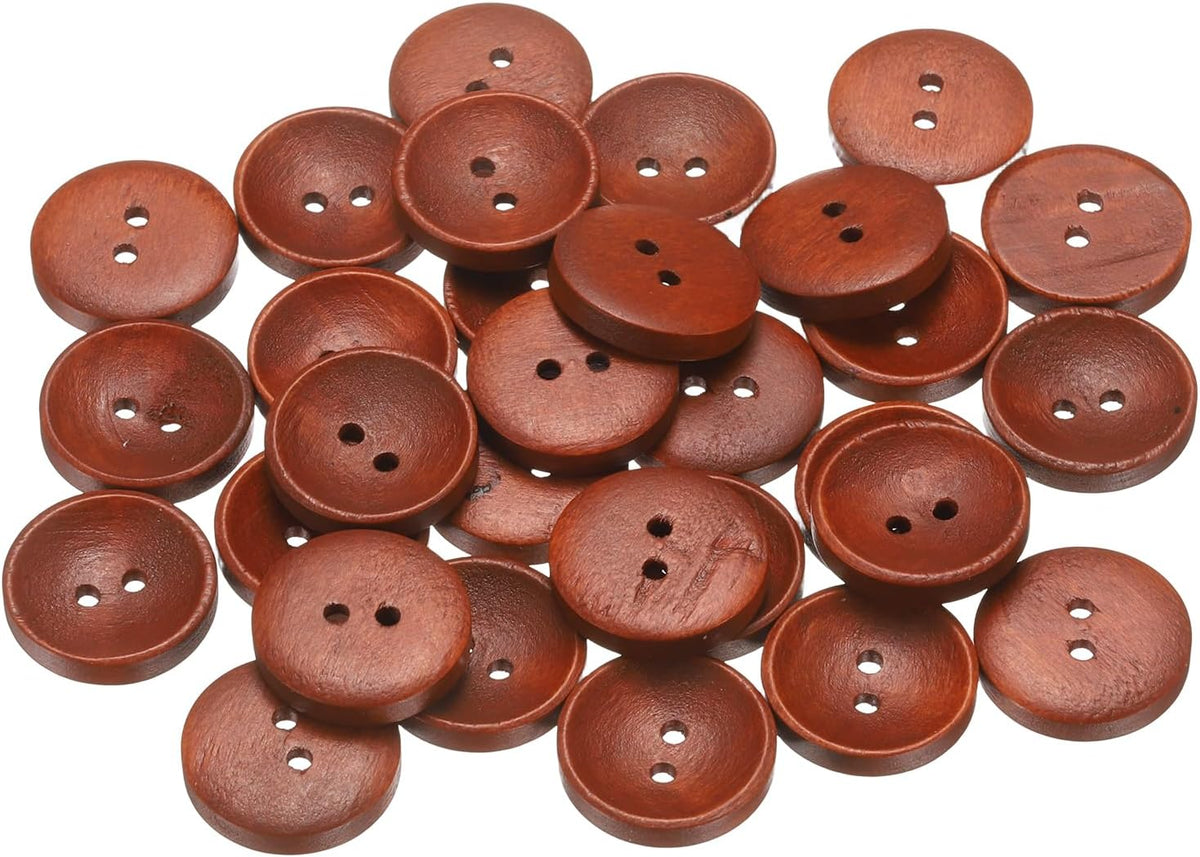 HARFINGTON 30pcs 32L Wooden Sewing Button 4/5"(20mm) 2 Holes Wood