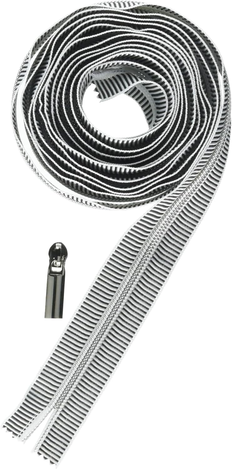 Black/White 5 Nylon Nickel Coil Zippers