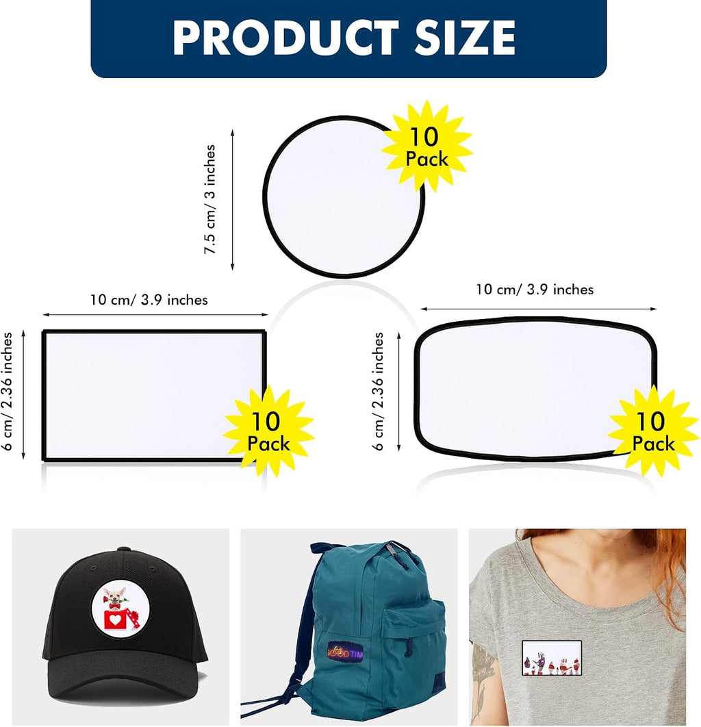 Waydress 30 Pcs Sublimation Hat Patches Blank, Black Frame