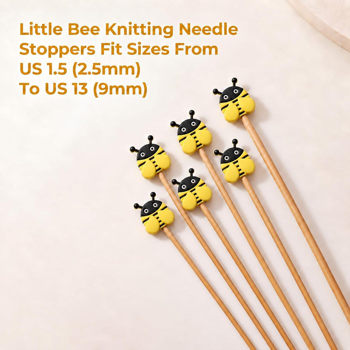 6Pcs Bee Knitting Needle Stoppers, Ymapinc Knitting Needle Caps (2mm)