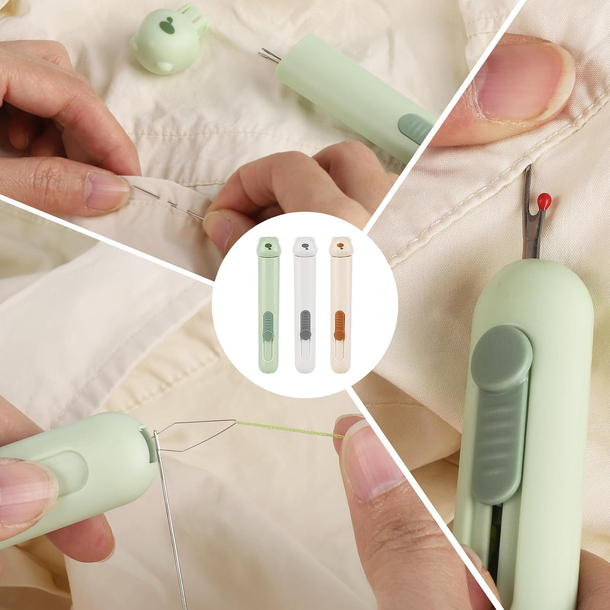 3Pcs 3 in 1 Needle Threader Seam Ripper, Automatic Needle Threaders