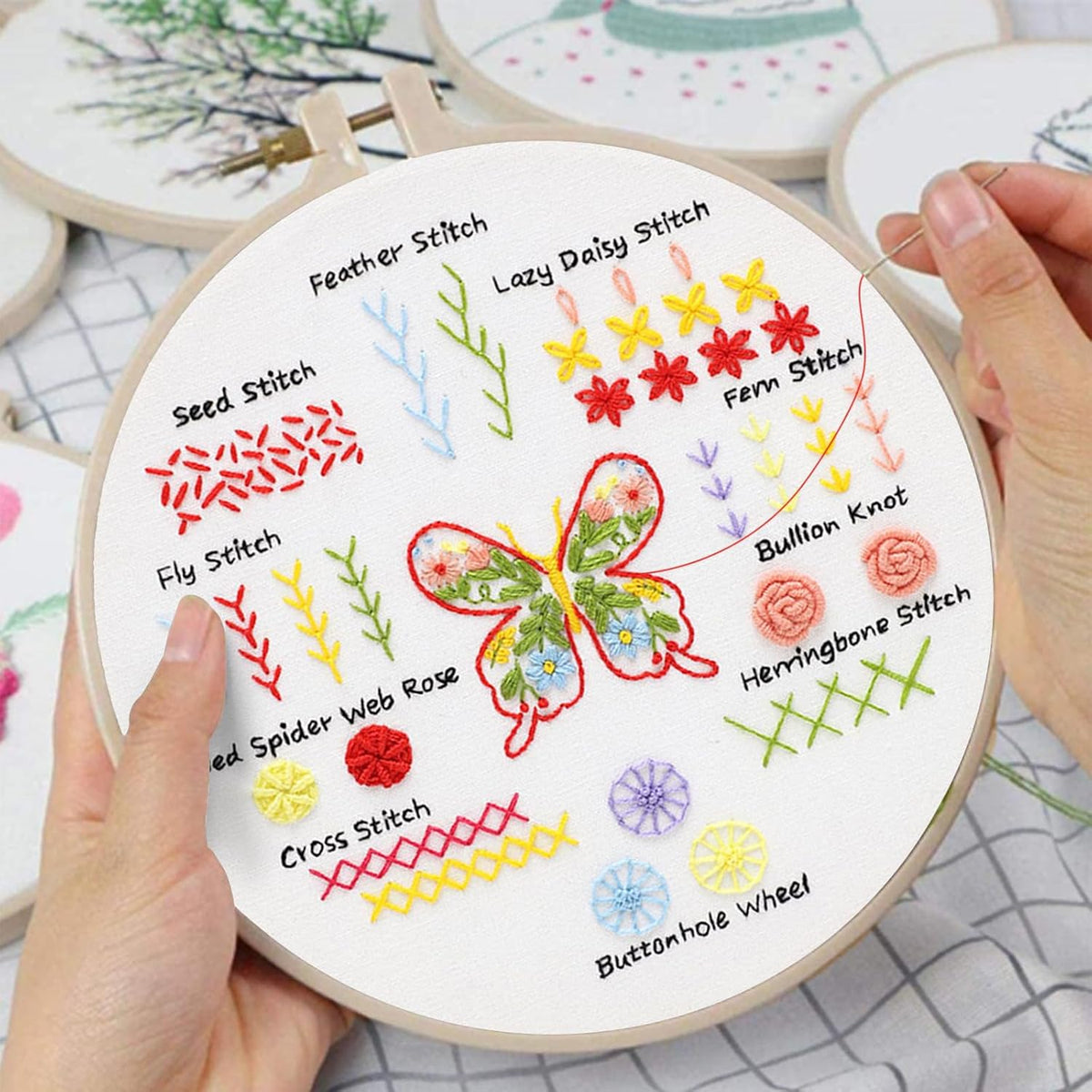 Louise Maelys 4 Pack Embroidery Kit for Beginners Stitch Practice Set