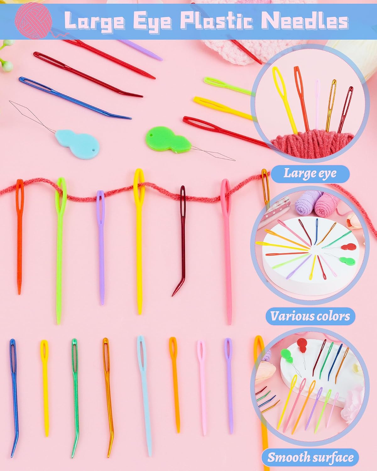 FIVEIZERO 19 Pcs Yarn Needles Set, Assorted Yarn Needles Bent Tapestry