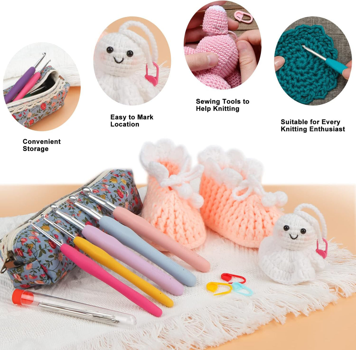 OWill 14 Piece Crochet Hook Set, Soft Grip Ergonomic Crochet Needles