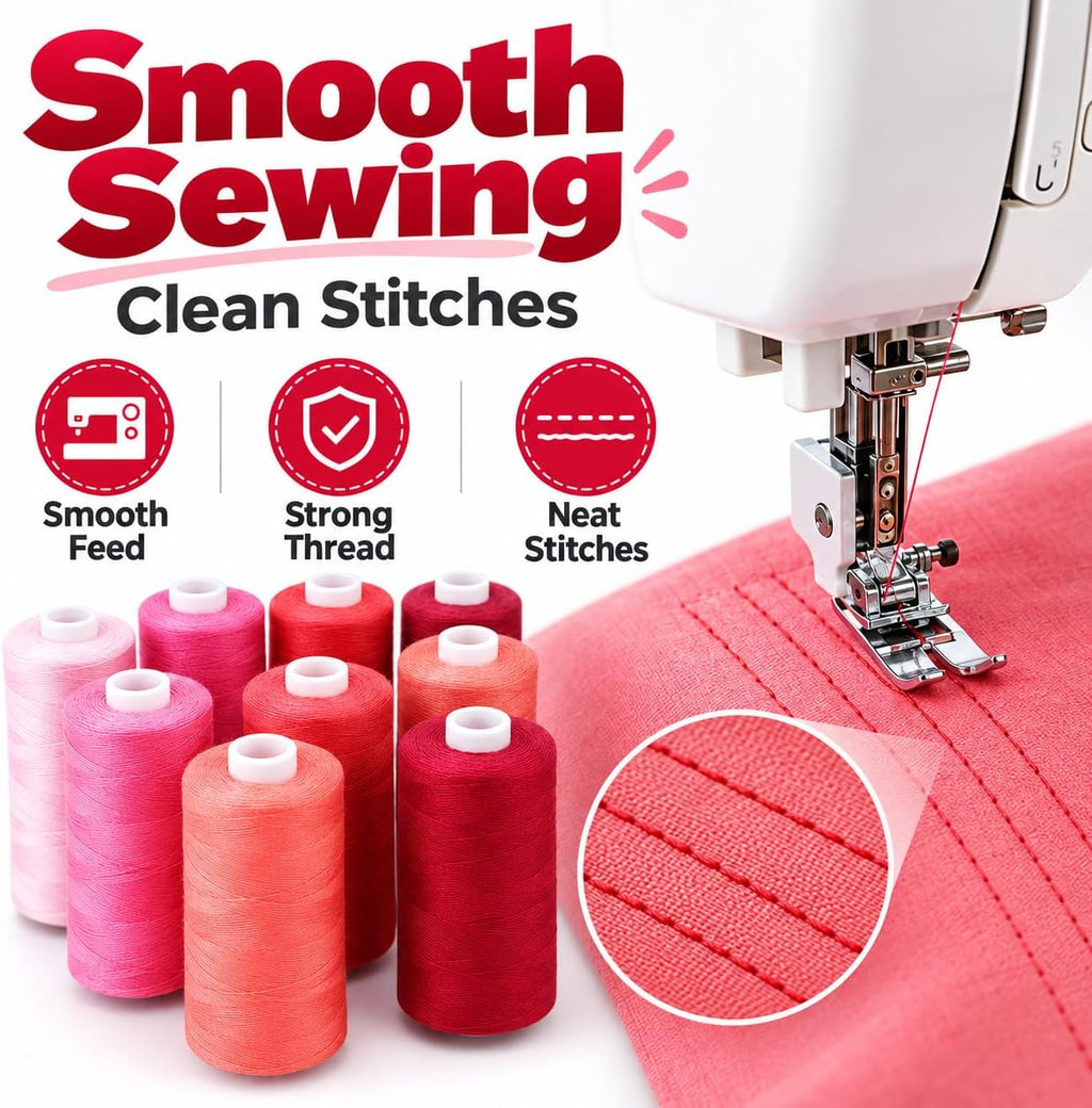 Simthread All Purpose Sewing Thread, 10 Spool Assorted Red Series