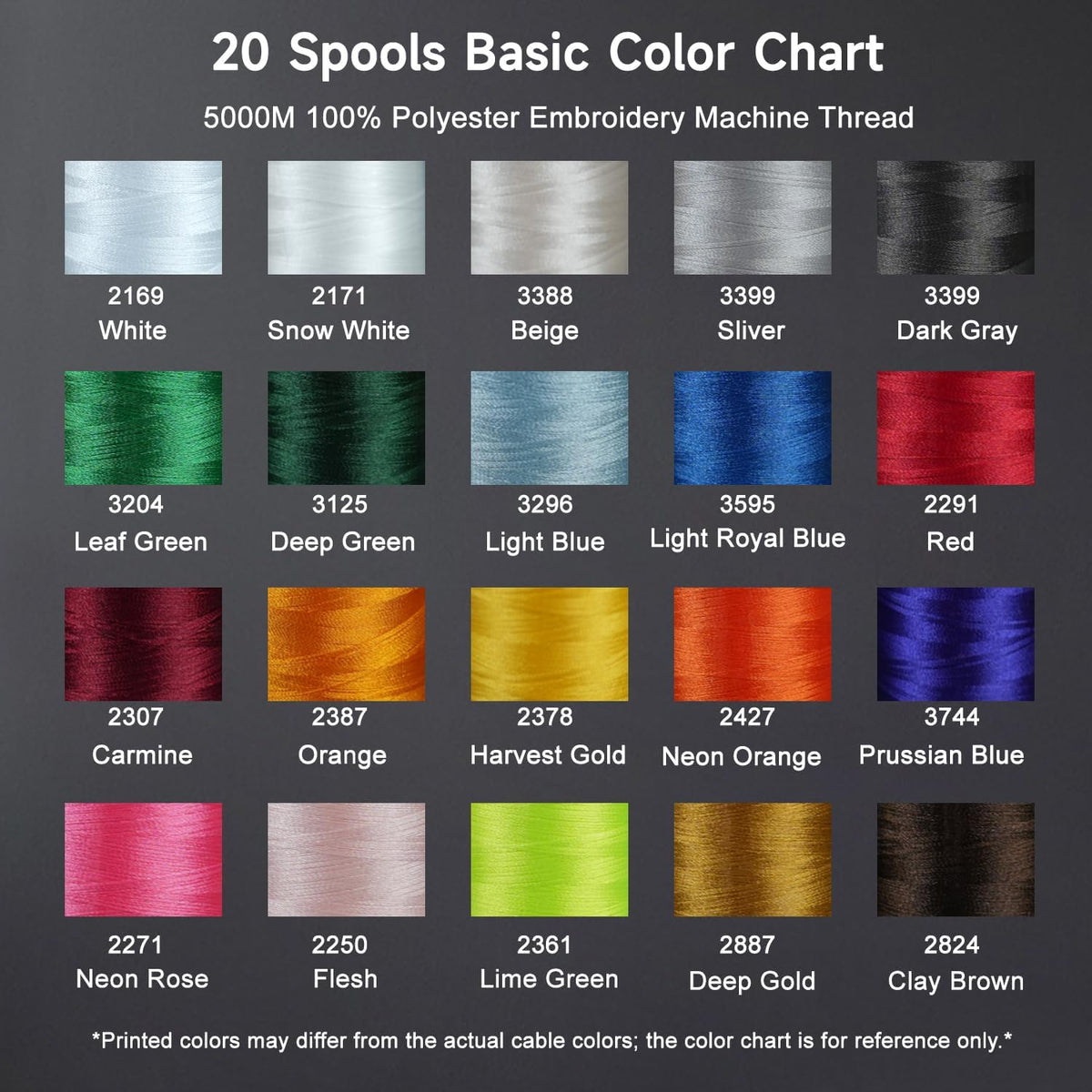 FUJA 20 Basic Colors 4000M Huge Spool Polyester Embroidery Machine