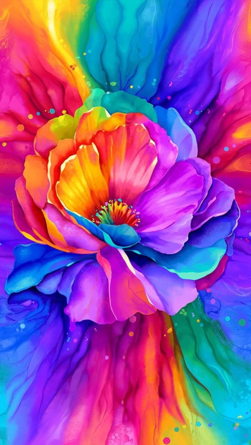 Timeless Treasures Petal Power Rainbow Floral Cotton Fabric Panel