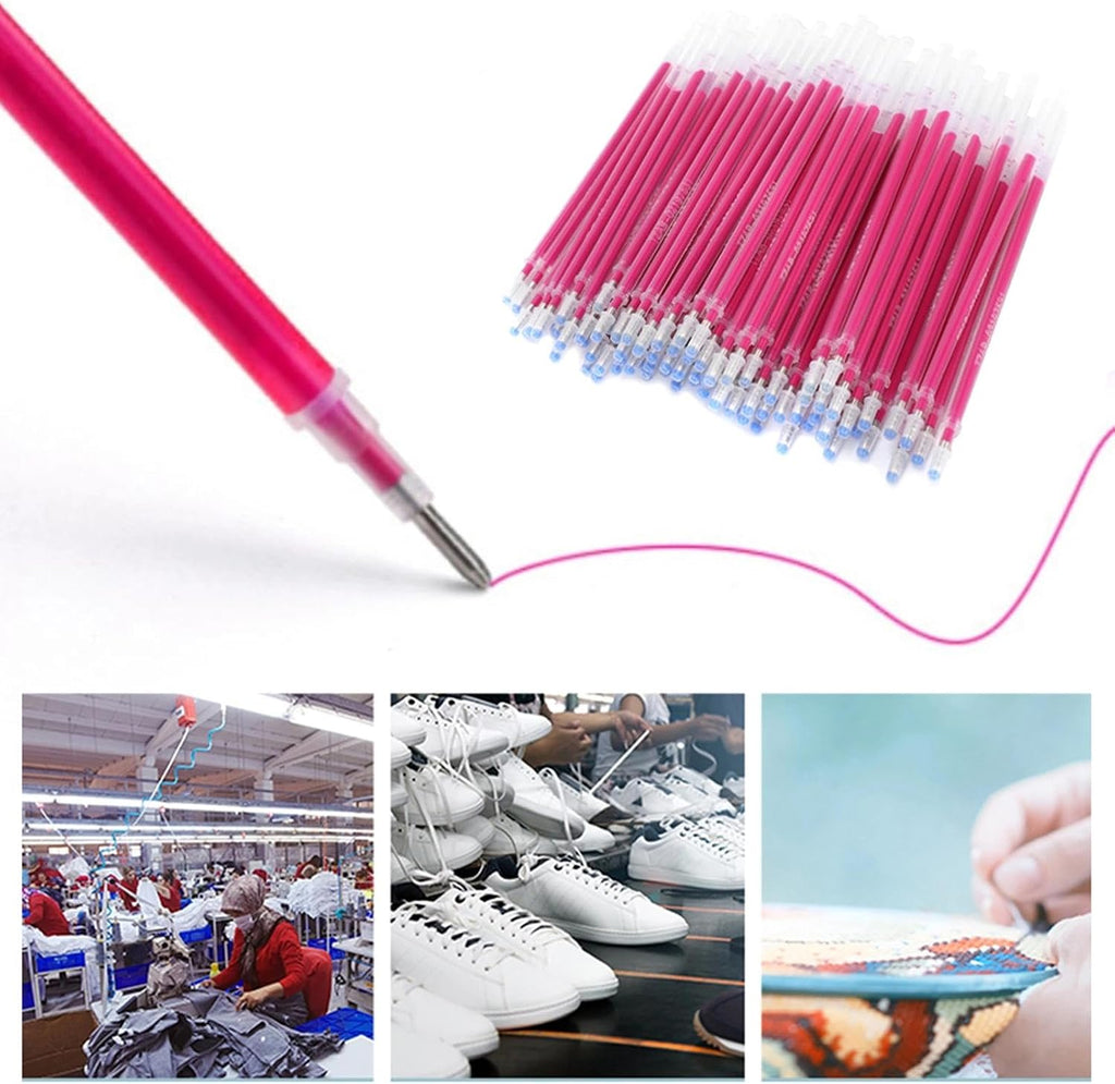 Haosie 100PCS Heat Erasable Fabric Refills, Disappearing Ink Pen for