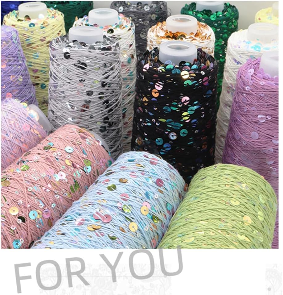 2 Balls Sequin Sparkle Cotton Yarn, Metallic Lurex Sequin Thread