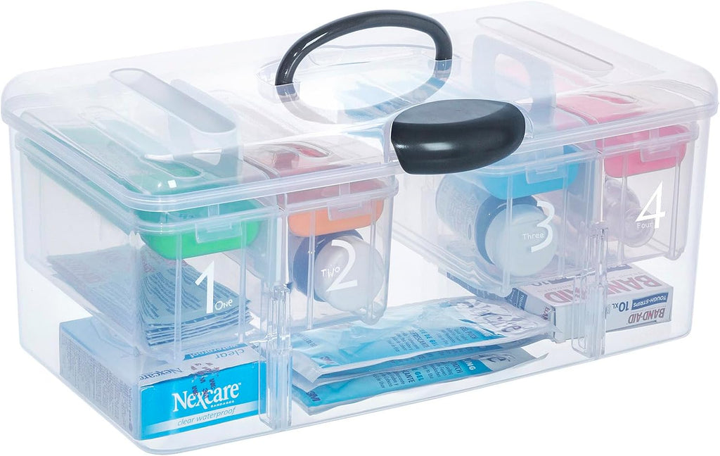 MyGift 15 Inch Clear Stackable Utility Storage Bin, Arts and Crafts