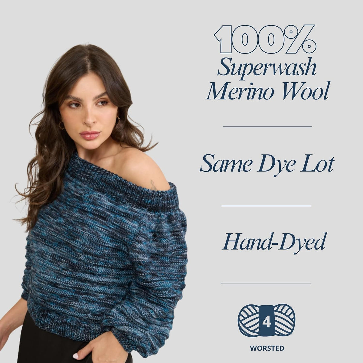 Circulo Bossa Nova Yarn, 3-Skeins Same Dye Lot, Hand-Dyed,100%