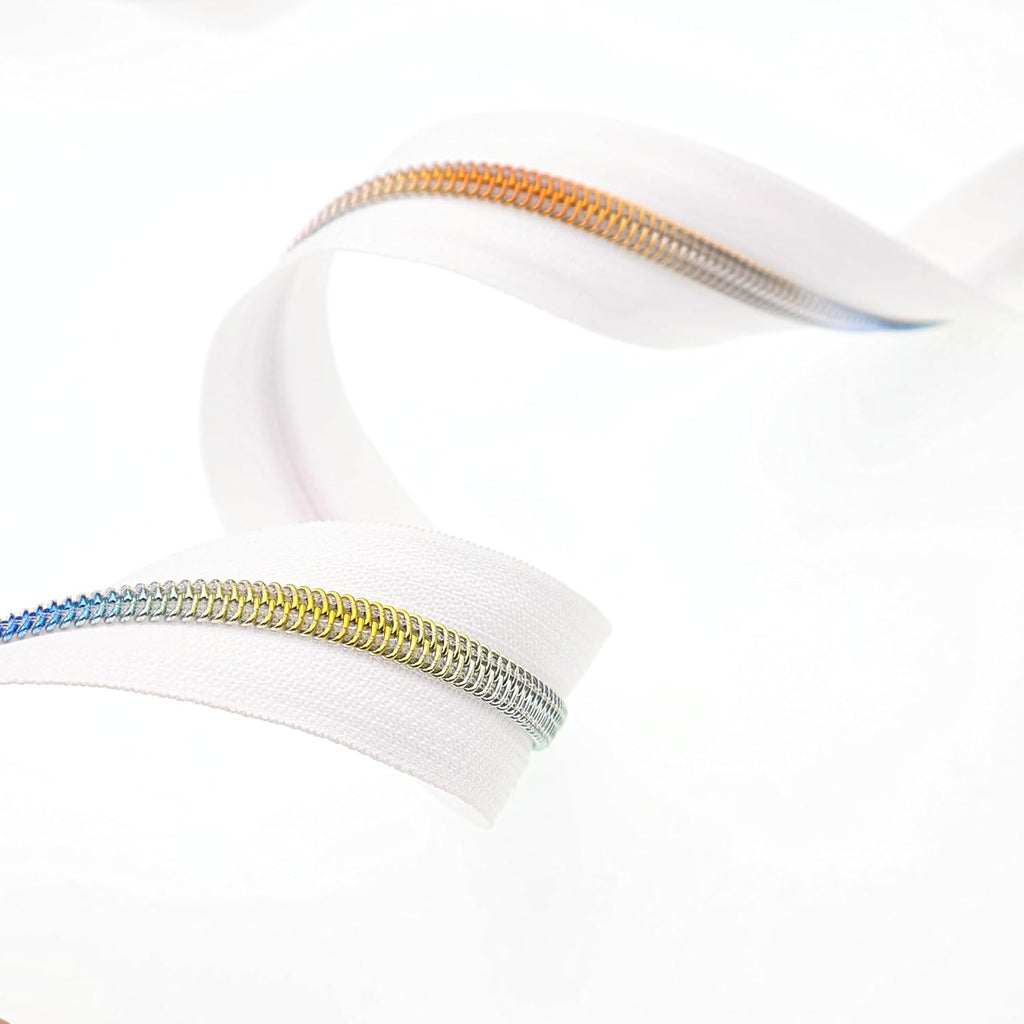 Leekayer #5 Rainbow Teeh Metallic Nylon Coil Zippers by The Yard Bulk