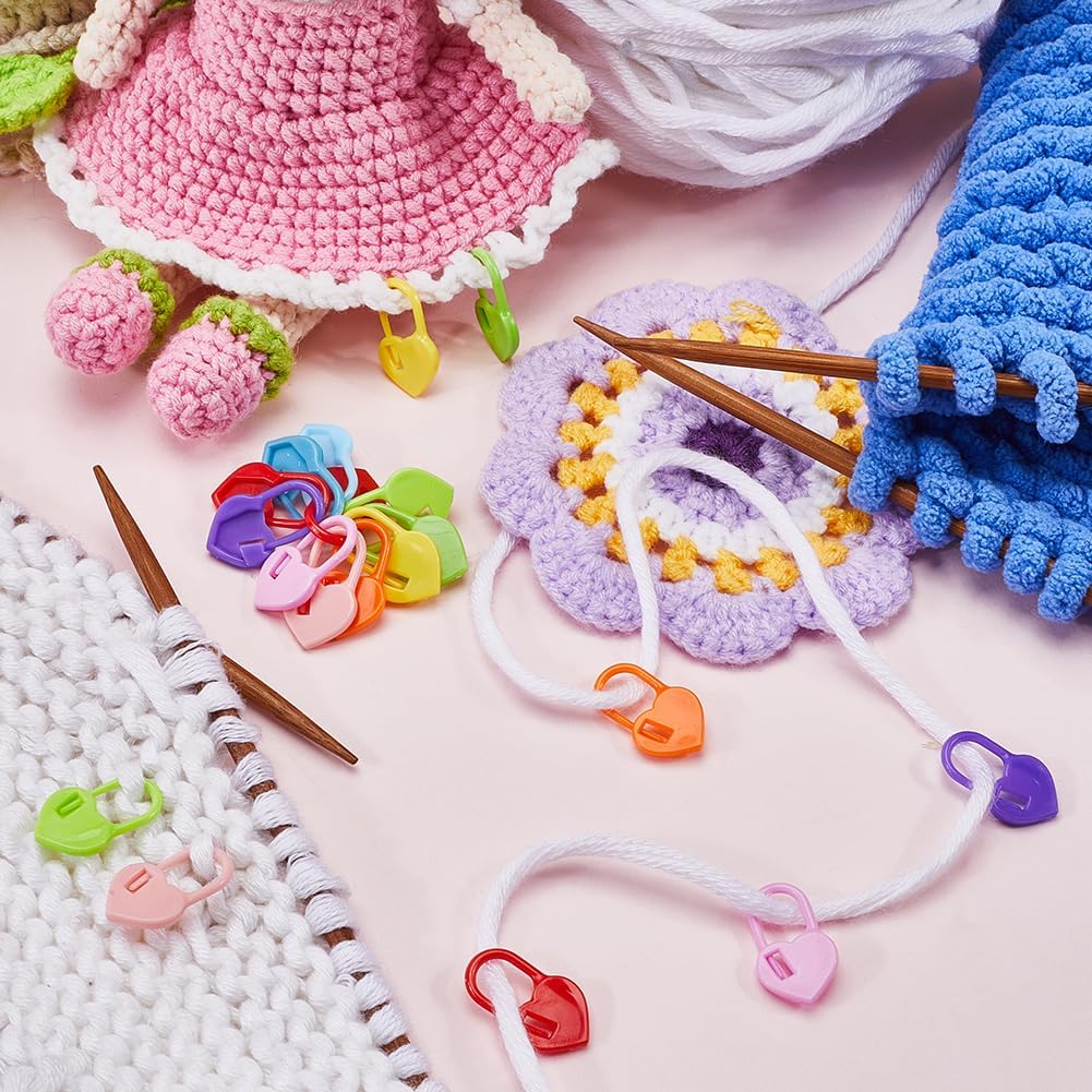 200Pcs 10 Color Crochet Stitch Markers Knitting Plastic Markers Safety
