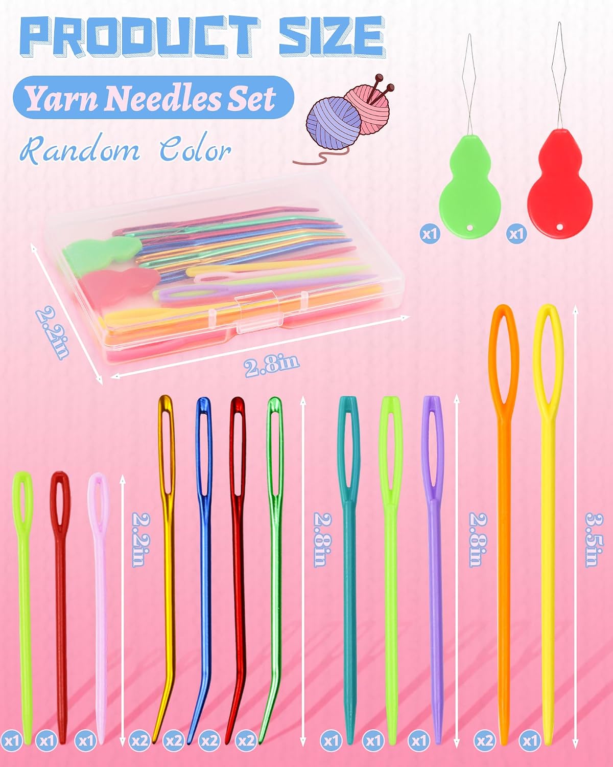 FIVEIZERO 19 Pcs Yarn Needles Set, Assorted Yarn Needles Bent Tapestry