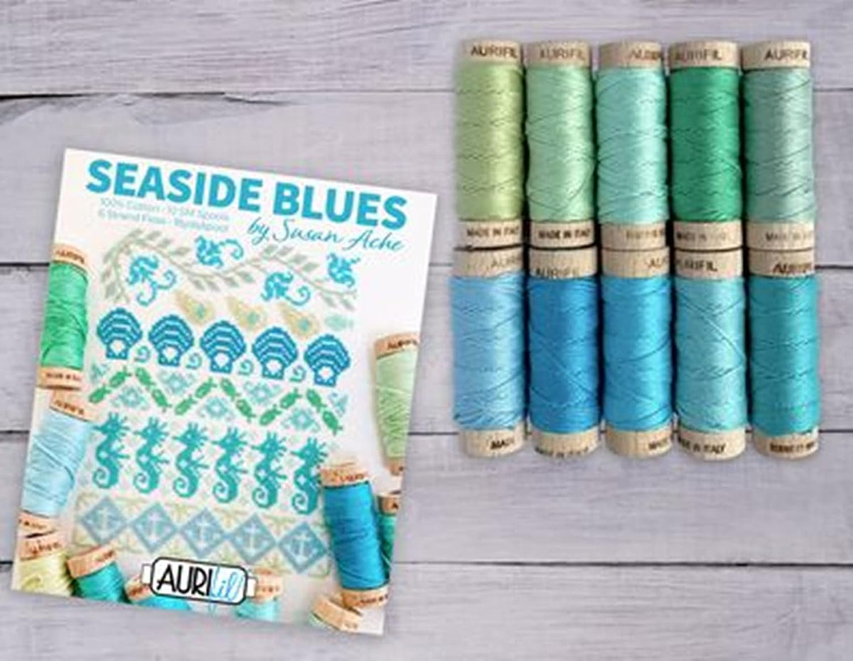Aurifil Susan Ache Seaside Blues Thread Set 10 sm spools 6 Strand