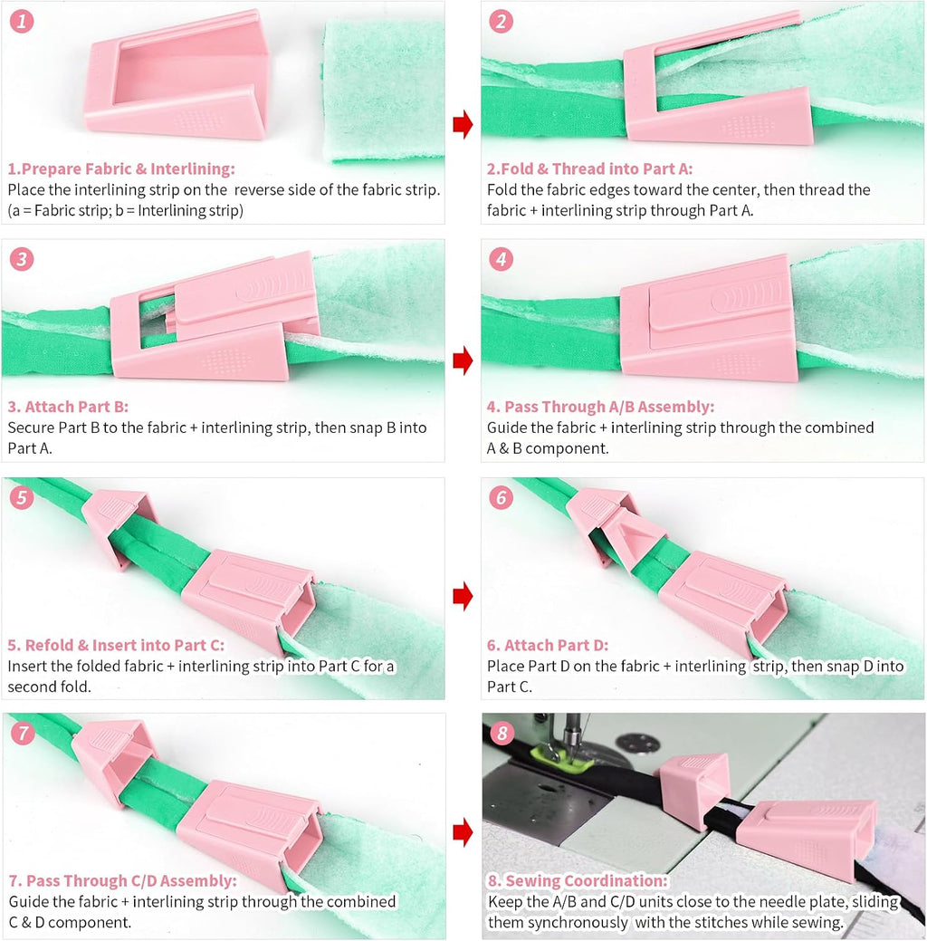 TIGARI Bias Tape Maker, Fabric Tube Maker for Jelly Rolls Rugs Tool