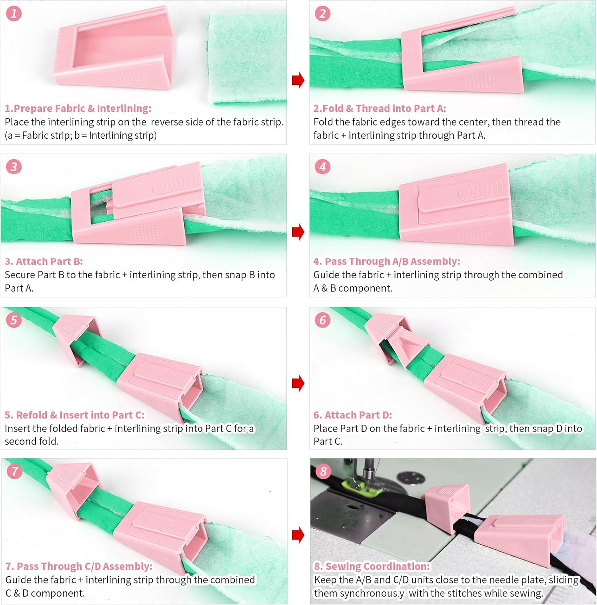 TIGARI Bias Tape Maker, Fabric Tube Maker for Jelly Rolls Rugs Tool