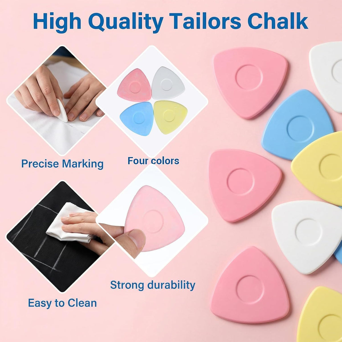 120 Pcs Professional Tailors Chalk, Triangle Tailor's Fabric Marker