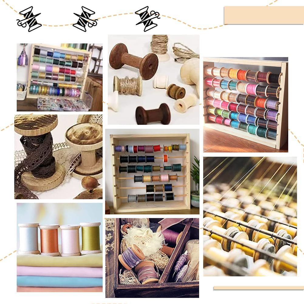 PH PandaHall 8pcs Wooden Empty Spools 3.1 inch Sewing Bobbins Wood