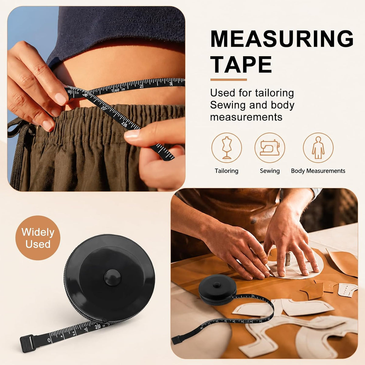 GDMINLO 2 Pack Tape Measure Retractable Measuring for Body Fabric