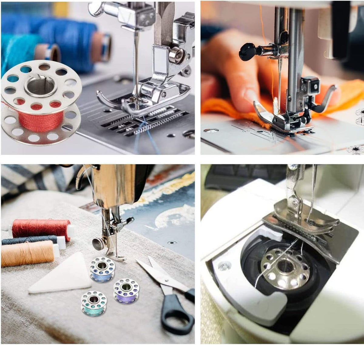 AMORNPHAN- 2 PCS Bobbin Case with 15 PCS Sewing Machine Metal Bobbins