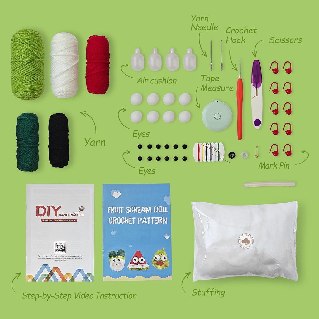 Kovarela Crochet Kit for Beginners, Plant Family Amigurumi with Video