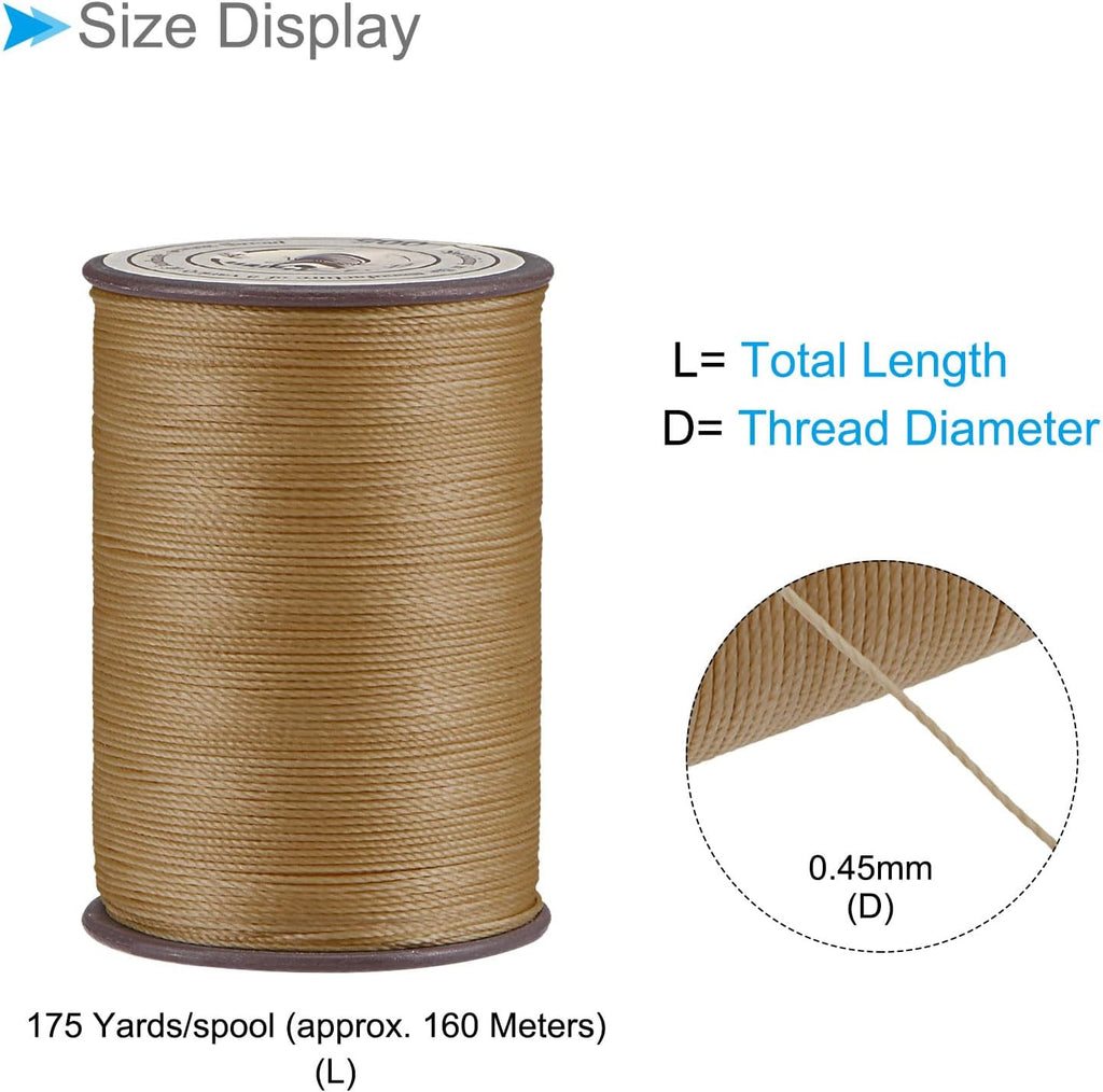 Thin Waxed Thread, 175 Yards 0.45mmmm Dia, Polyester Wax-Coated