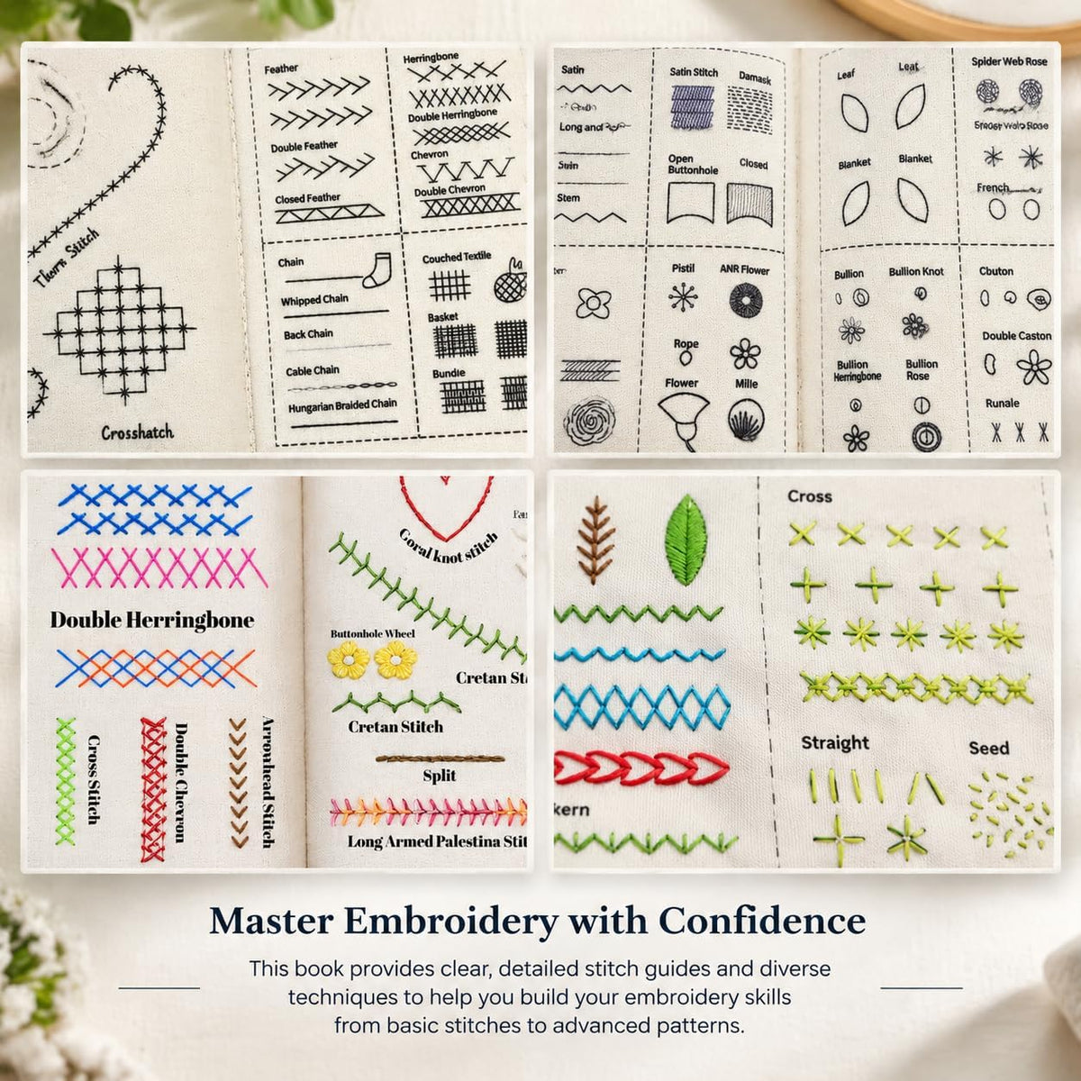 Embroidery Stitch Book Kit for Adults & DIY Craft Enthusiasts