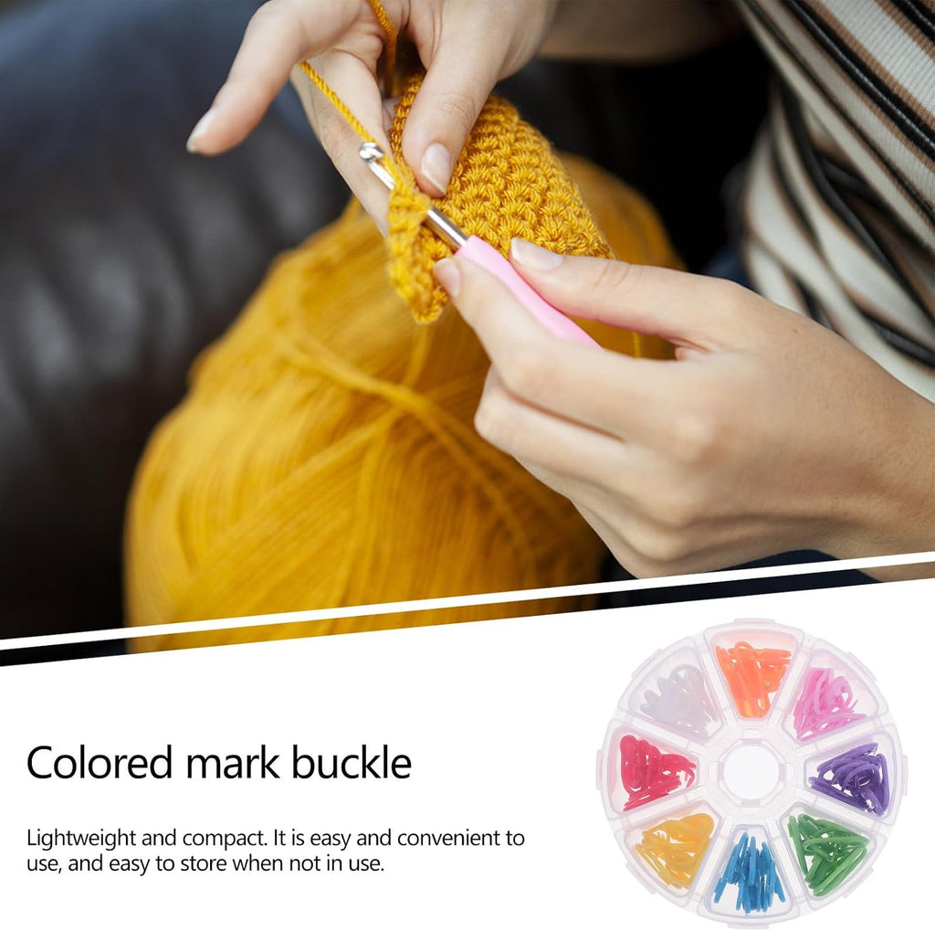 NUOBESTY 1 Box Colored Plastic Stitch Markers, Compact Set