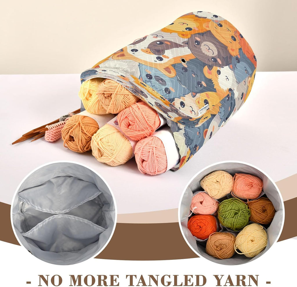 YETTASBIN Cartoon Guinea Pig Yarn Storage Bag, Large Crochet Knitting