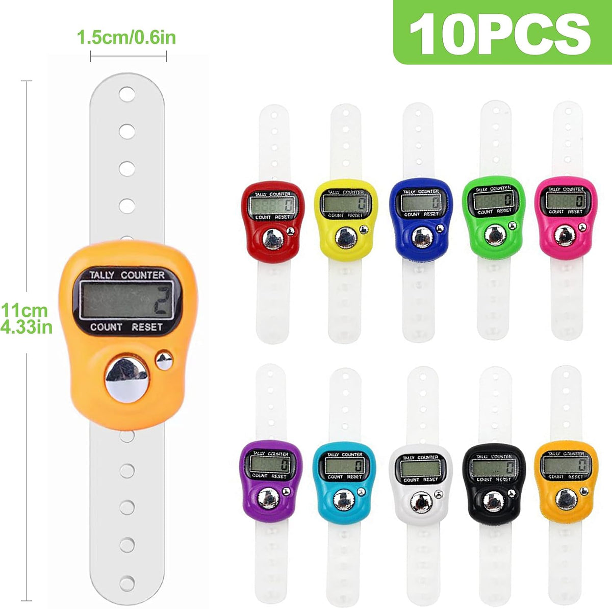10-Pack Mini LCD Digital Finger Clicker Counter, 5-Digit Handheld