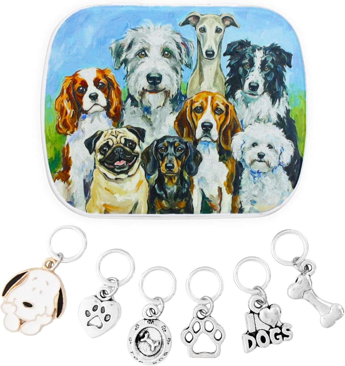 Dog Love Pet Paw Stitch Markers for Knitting with Puppy Art Storage