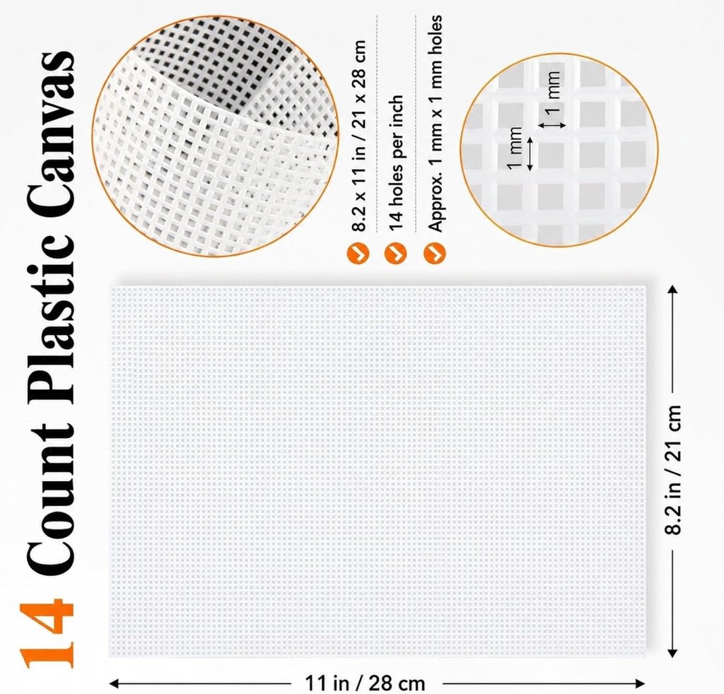 YOUNTHYE 12 Pack 14 Count Plastic Canvas Sheets, 8.2 x 11 Inch White