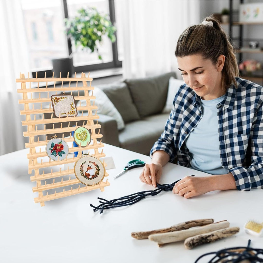 Thread Spool Organizer – Wood 30 or 80 Spool Folding Thread Rack