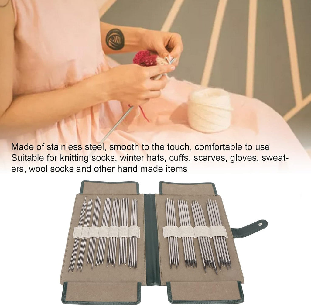 Knitting Needle Set, 55 Pcs Stainless Steel Double Pointed Knitting