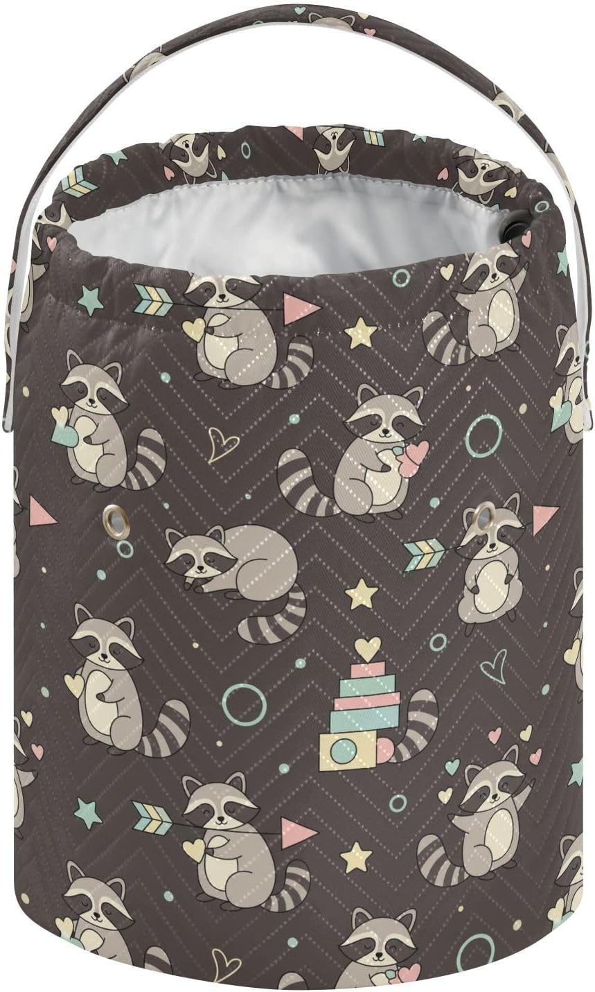 Cute Animals Raccoons Black Crochet Bag Organizer Yarn Storage Bag