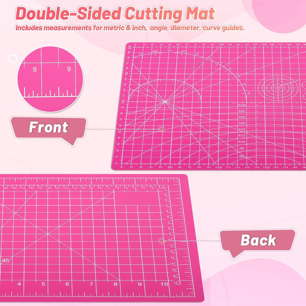 anezus Self Healing Cutting Mat for Rotary Cutting, 12" x 9", Pink