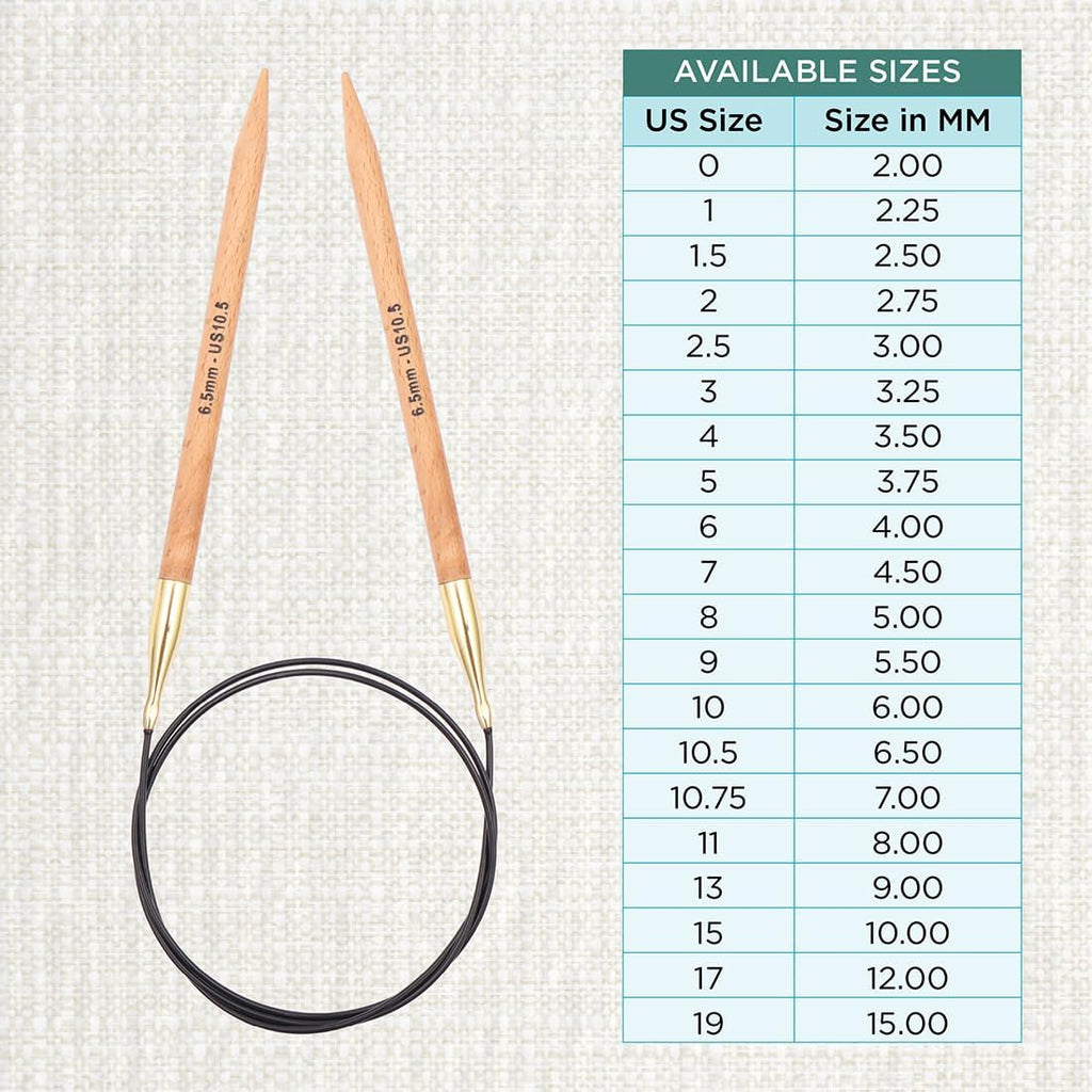 KnitPro Basix Beech Fixed Circular Needles 47" (120cm) | US Size 10.5