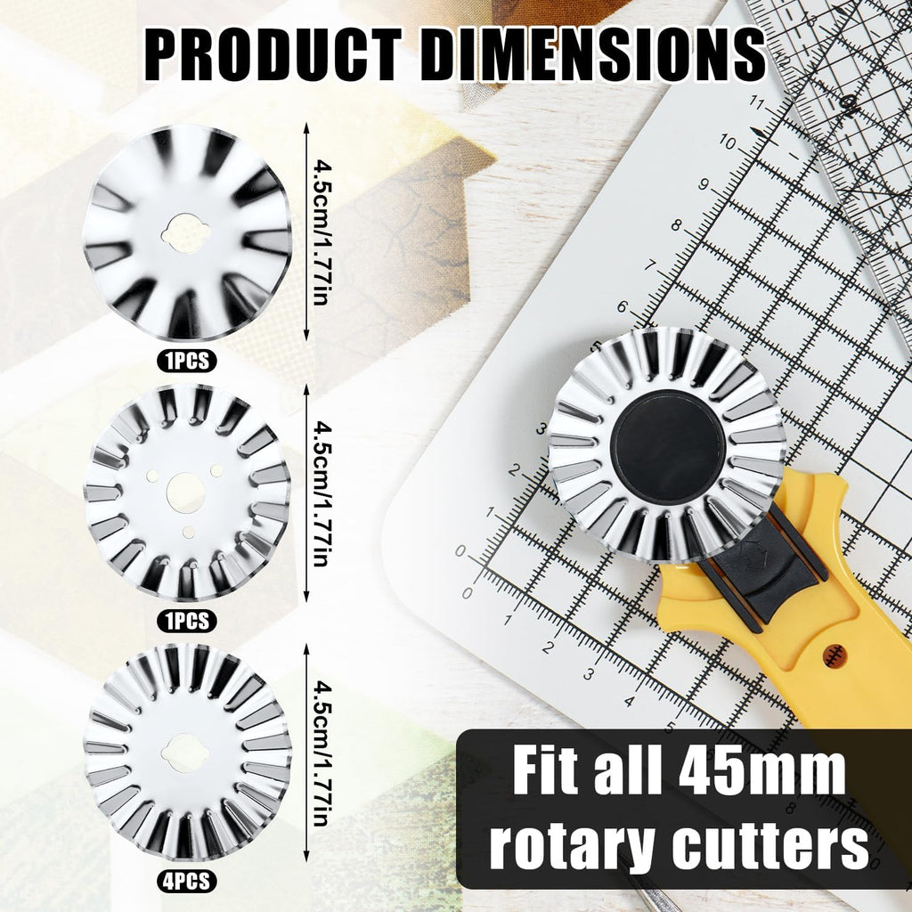 6pcs 45mm Pinking Rotary Cutter Blades, Wave Rotary Cutter Blades