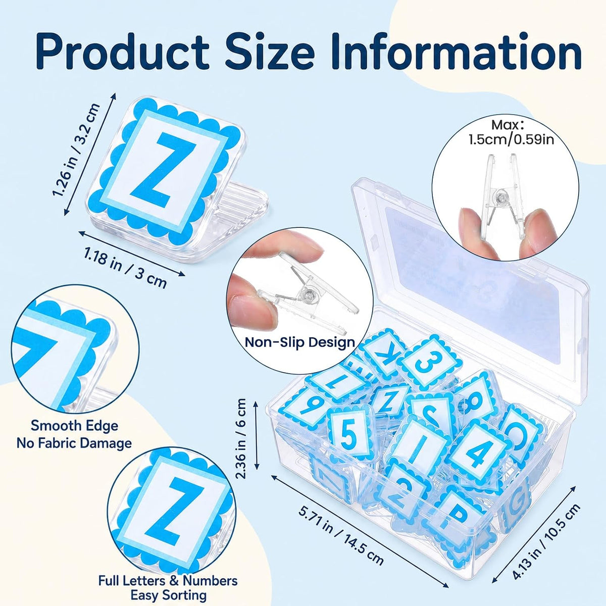 cobee 36PCS Sewing Clips for Fabric, Quilting Clips A-Z and 0-9 Clip