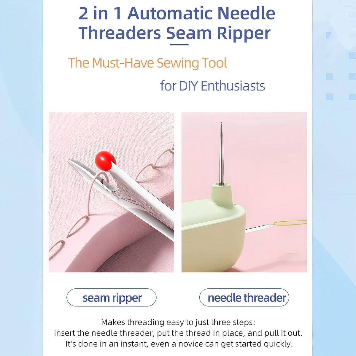 2 in 1 Needle Threaders Seam Ripper,Sewing Supplies,Multifunctional