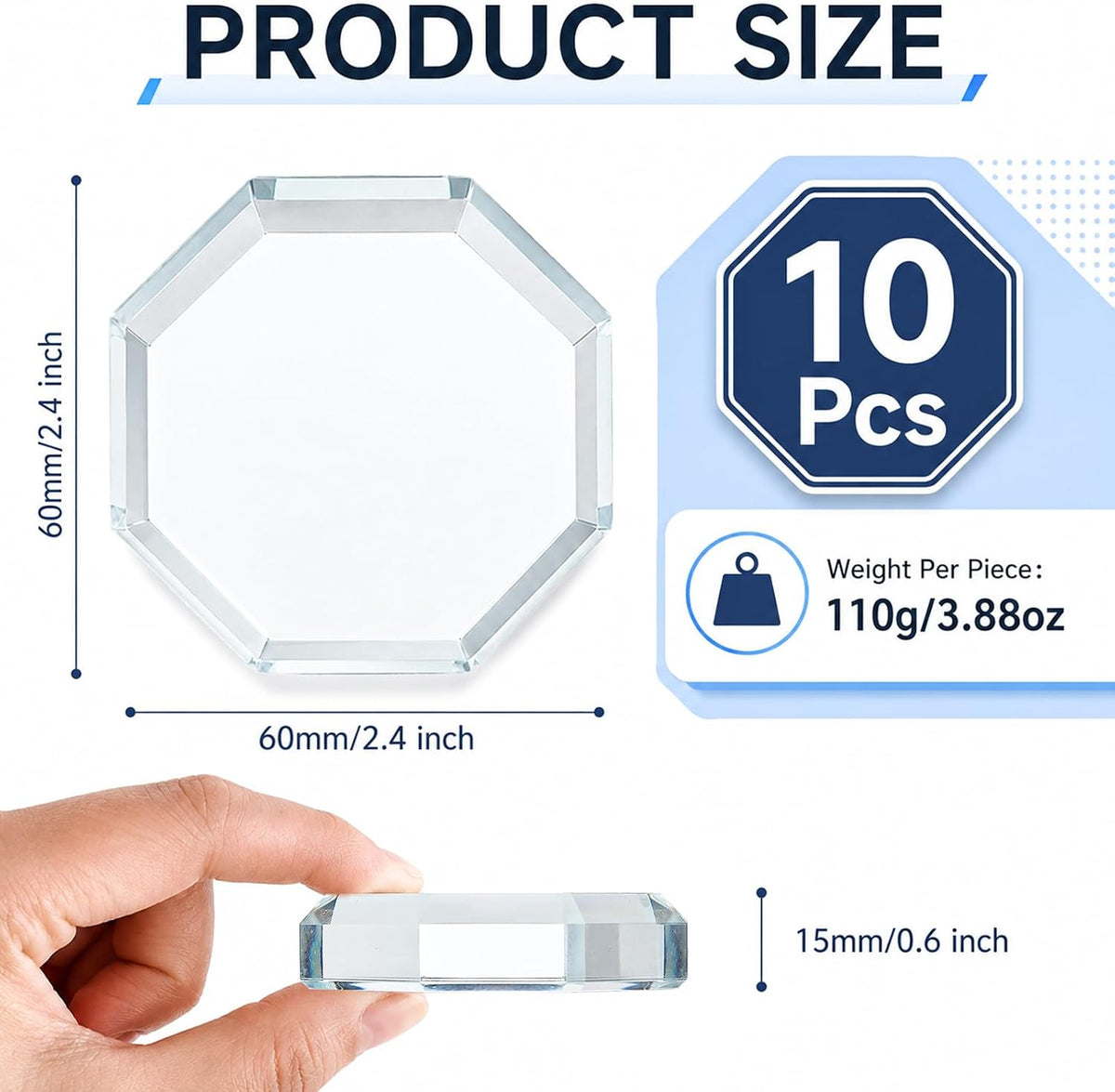 Hacaroa 10 Pcs 2.4" Crystal Glass Pattern & Fabric Weights for Sewing