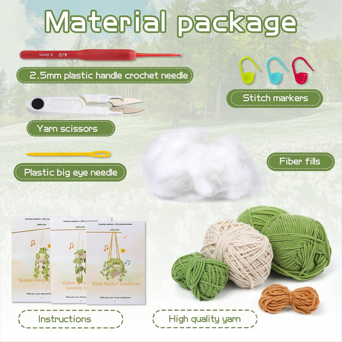 kdafio 3 Pcs Crochet Plants Kit Hanging Plants Crochet Kit for