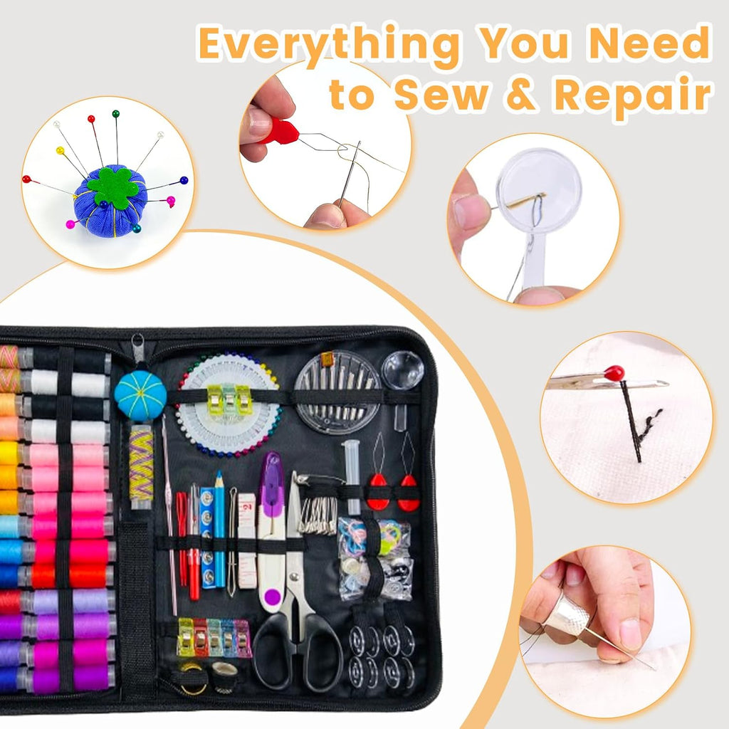 HYHJMISTY Sewing kit, Needle and Thread Kit for Sewing, 186 Pcs Sewing