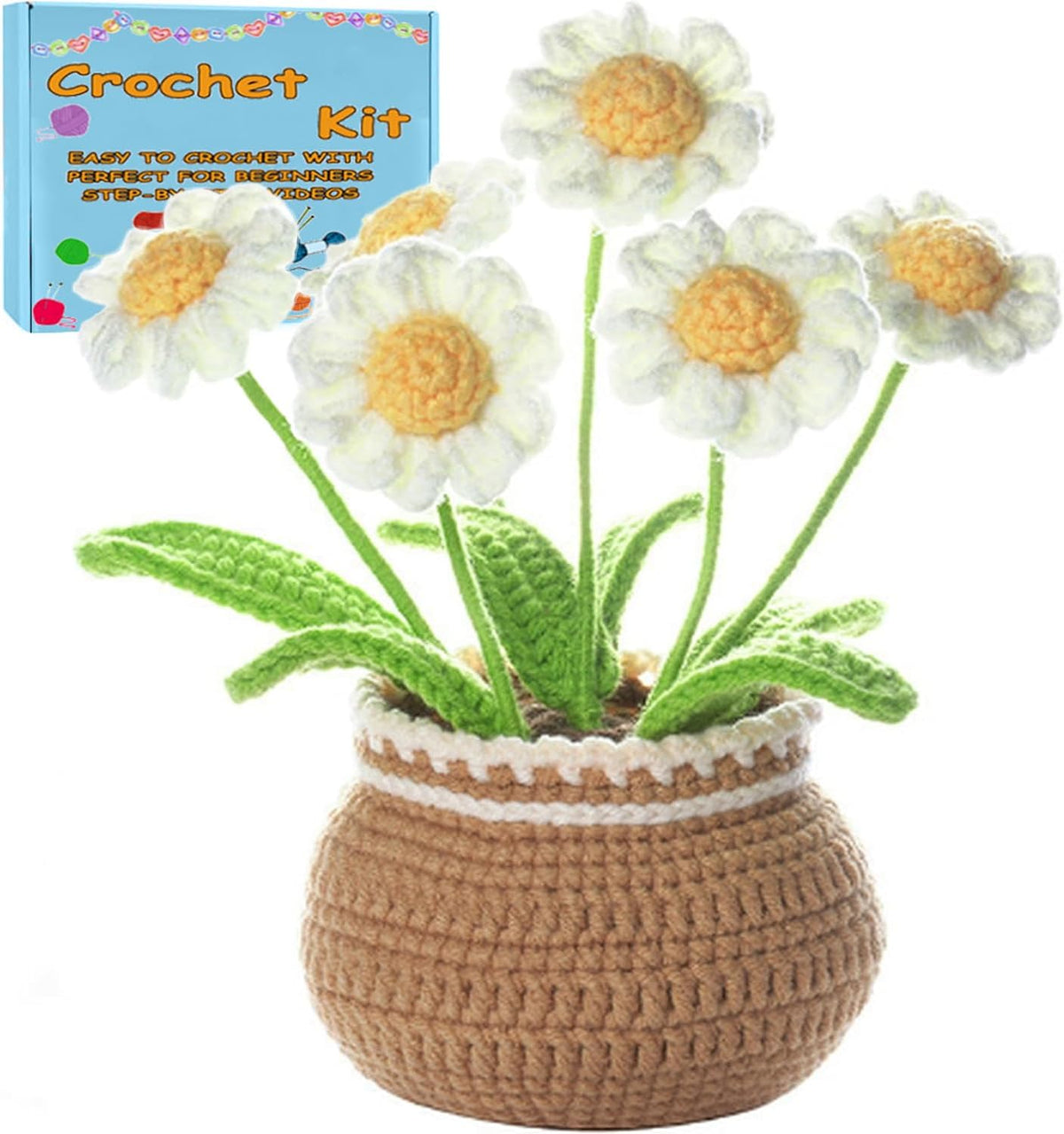 XIANFANG Crochet Kit for Beginners,Pink Tulip Crochet Kit Beginner