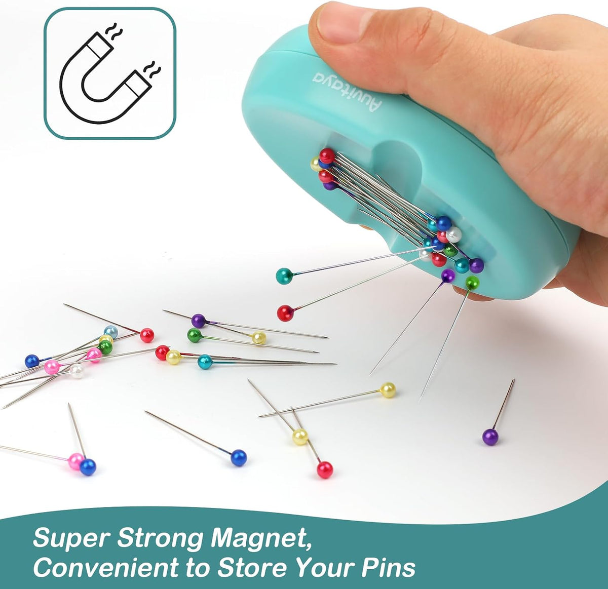Auvitaya Magnetic Pin Cushion with 100 Pcs Ball Head Sewing Straight