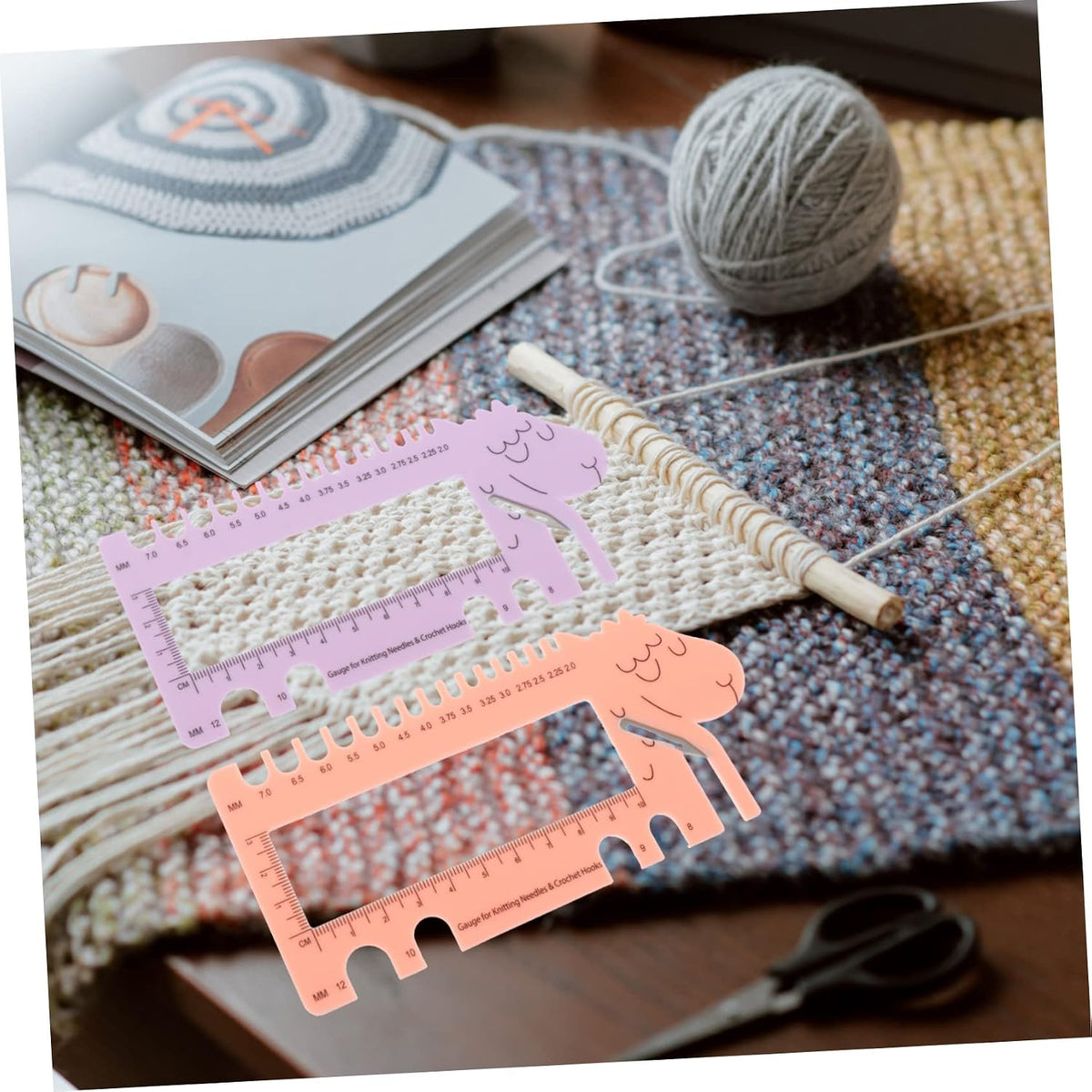 Gadpiparty 2pcs Sheep Crochet Gauge Ruler Lightweight Measuring Tool