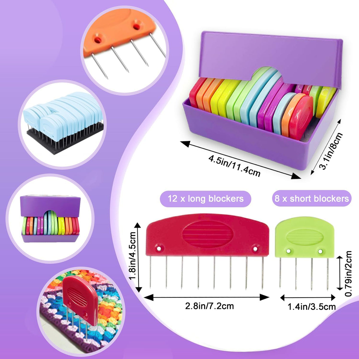 20Pcs Knit Blockers Pins Kit, Knit Blocking Combs for Crochet Knitting