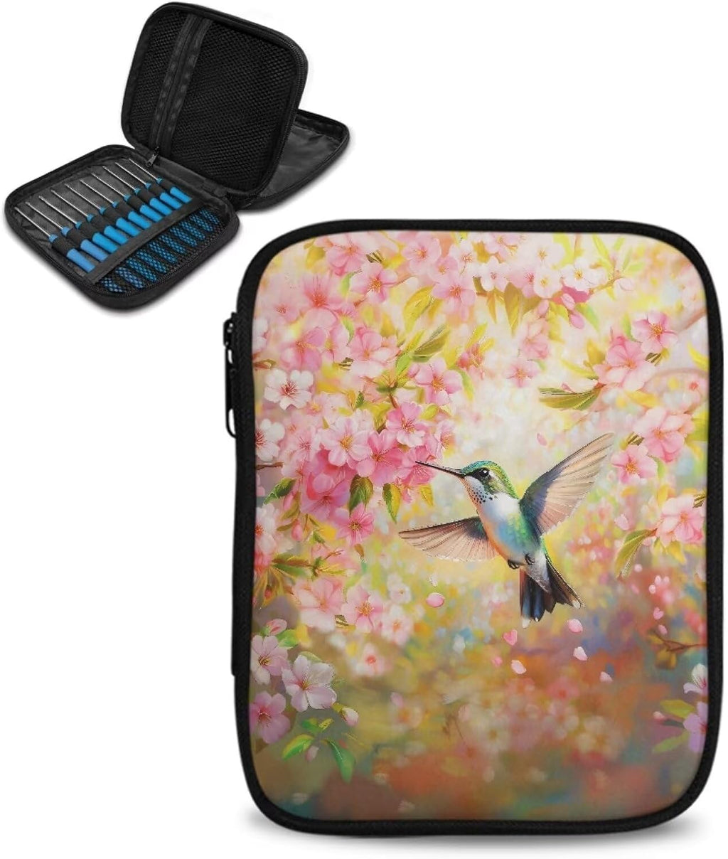 Goronwyfloyd Oil Painting Flower and Hummingbird Knitting Needle