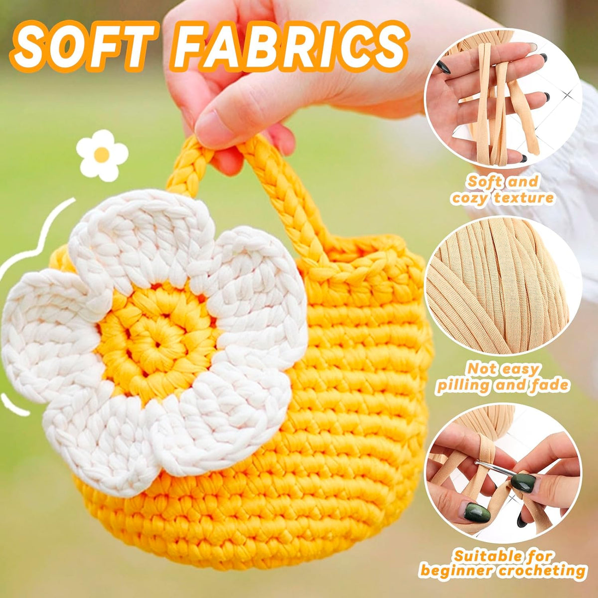 CAMAL Tshirt Yarn for Crochet, 400g Soft Ribbon Yarn for Crocheting &